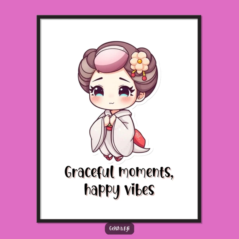 Free Printable Funny Geisha Wall Art: Cheerful Bowing Graceful Decor, Downloadable Art for Home