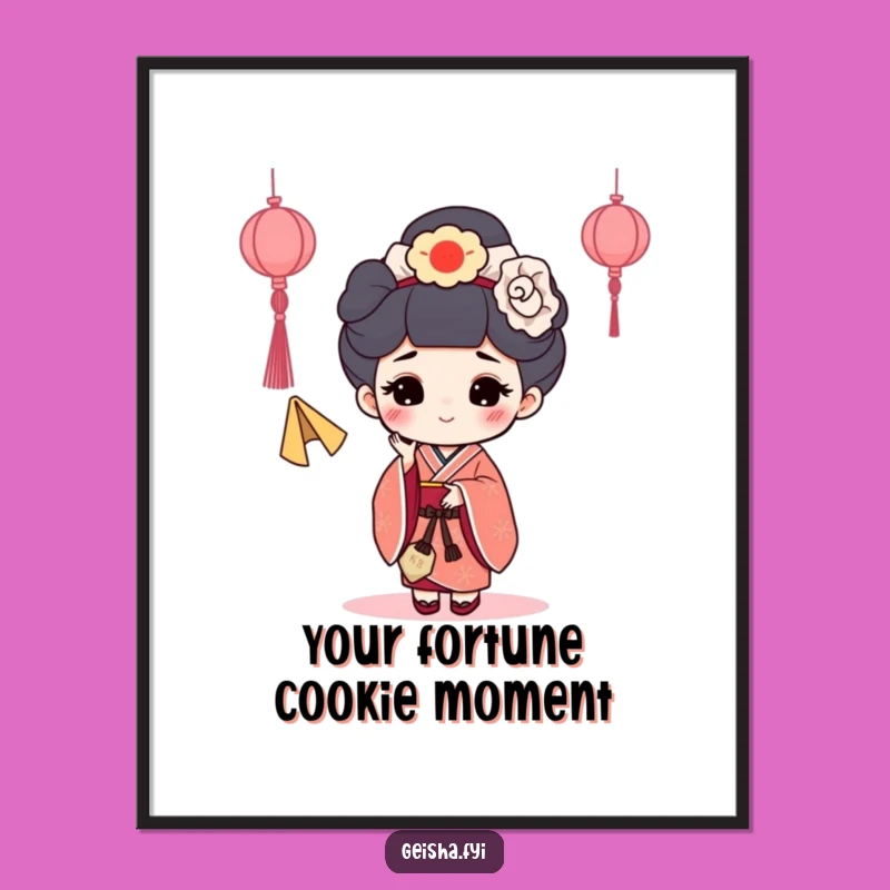Free Printable Funny Geisha Wall Art: Fortune Cookie Toss Whimsical Decor, Downloadable Art for Home