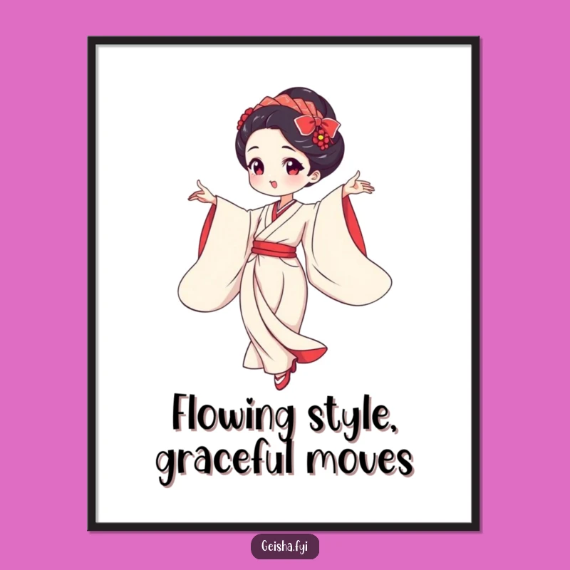 Free Printable Geisha Wall Art: Graceful Dancer - Funny Downloadable Art