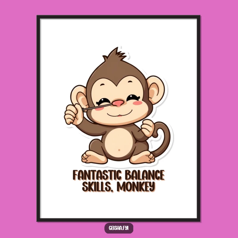 Free Printable Wall Art: Cheeky Monkey Fan Balance - Funny Downloadable Art