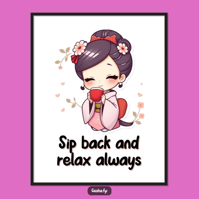 Free Printable Wall Art: Smiling Geisha Tea Time - Elegant Decor