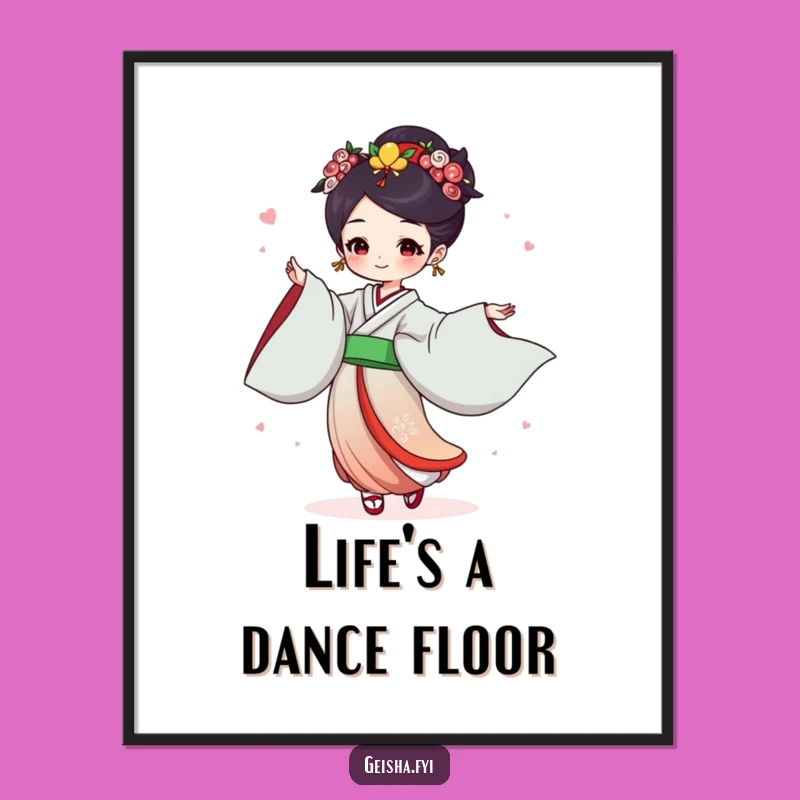 Funny Free Printable Wall Art: Joyful Geisha Dance Downloadable Art