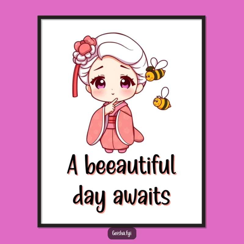 Funny Geisha Bee Art Free Printable Wall Art - Whimsical Downloadable Gift