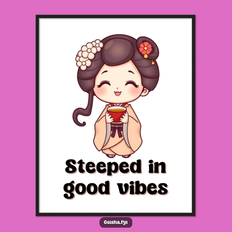 Funny Geisha Offering Tea Wall Art Free Printable - Humorous Downloadable Decor
