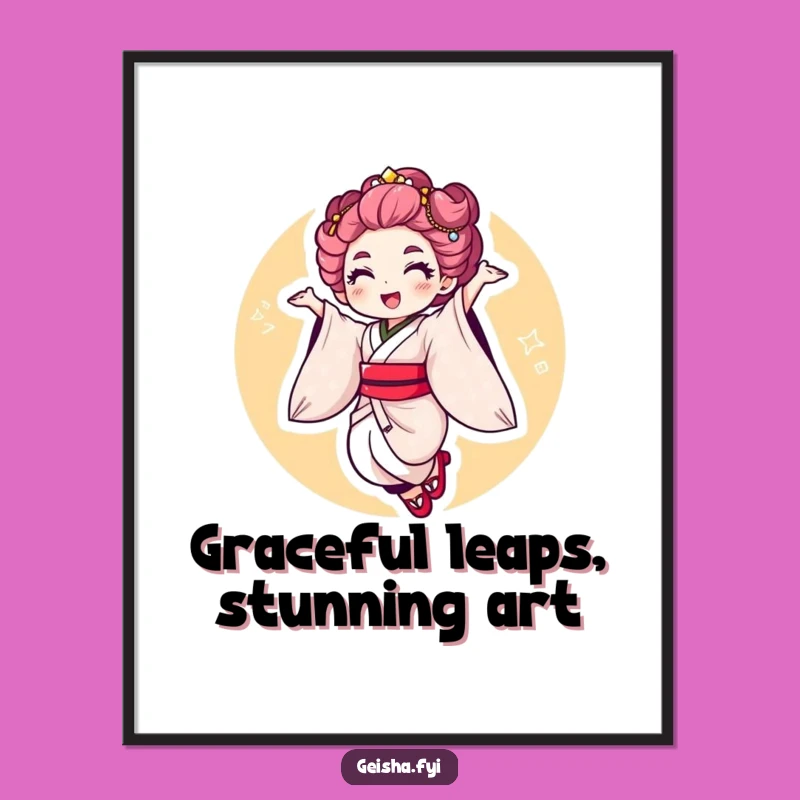 Free Printable Wall Art: Energetic Geisha Jump, Artistic Downloadable Decor!