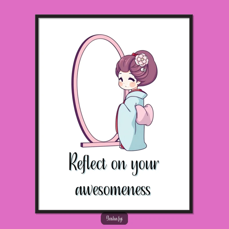 Happy Free Printable Geisha Reflection Wall Art - Serene Downloadable Decor