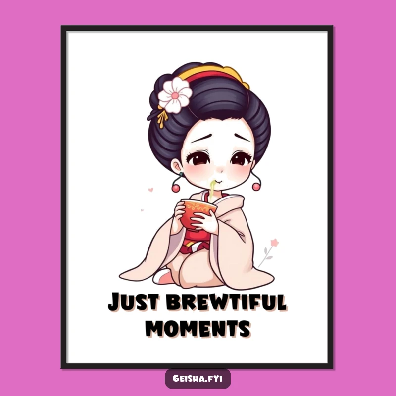 Funny Free Printable Wall Art: Elegant Geisha Tea Time Downloadable Art