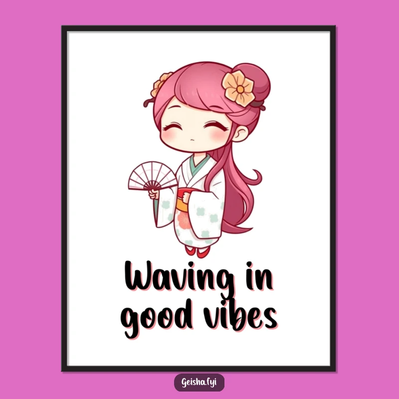 Whimsical Free Printable Geisha Wall Art: Winking Fan Downloadable Decor