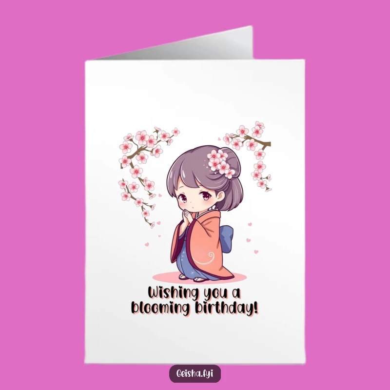 Elegant Free Printable Birthday Card: Geisha's Graceful Wishes Downloadable Gift!