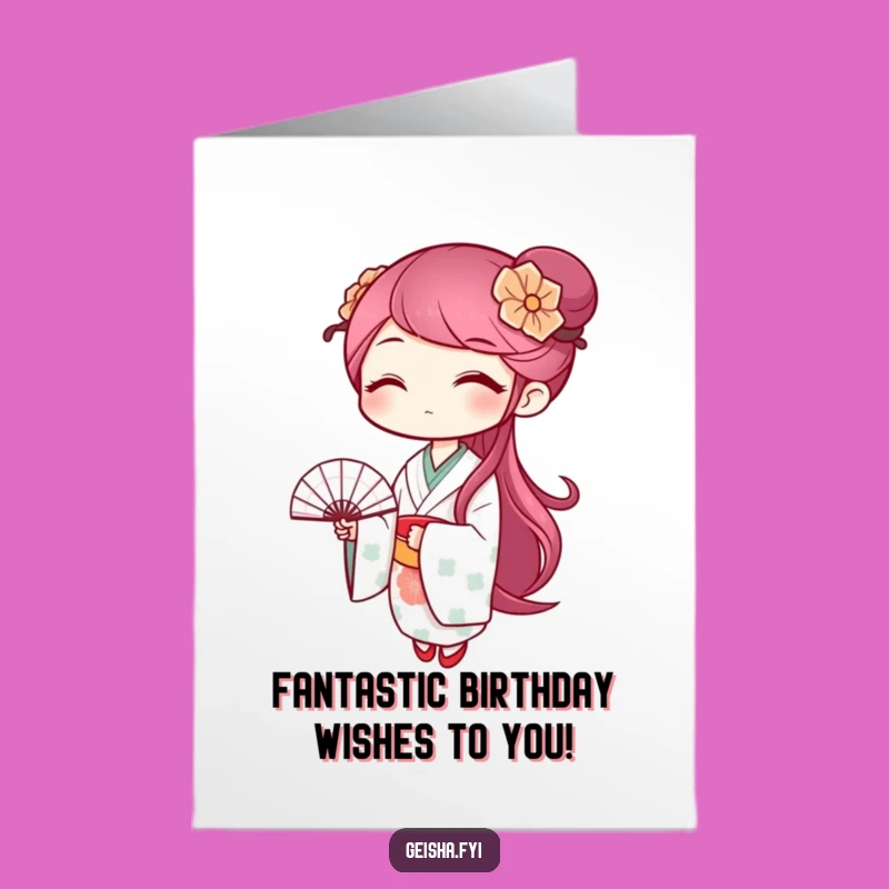 Playful Free Printable Geisha Birthday Card: Winking Fan Downloadable Gift