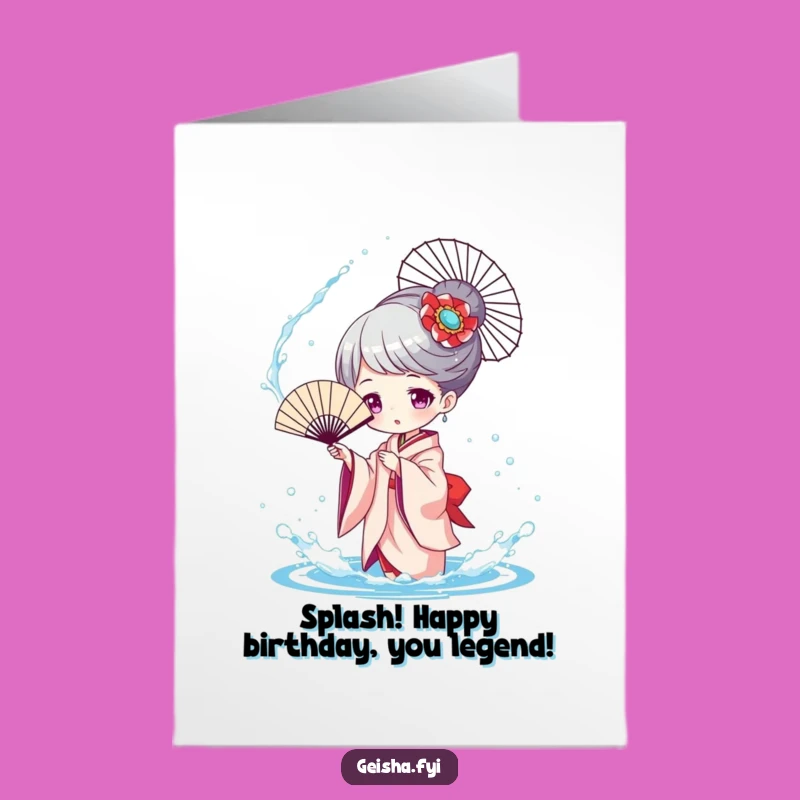 Free Printable Birthday Card: Geisha Water Splash Fun!