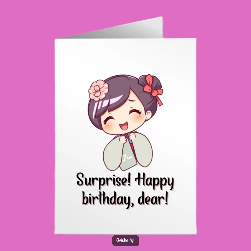 Free Printable Birthday Card: Giggling Geisha Fan Fun - Funny Gift