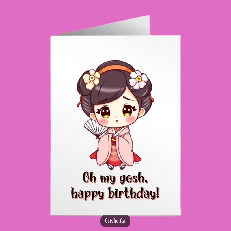 Free Printable Birthday Card: Surprised Geisha Fan Surprise!