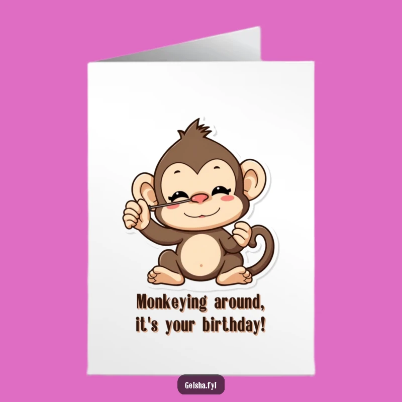Free Printable Birthday: Cheeky Monkey Fan Balance - Funny Downloadable Card