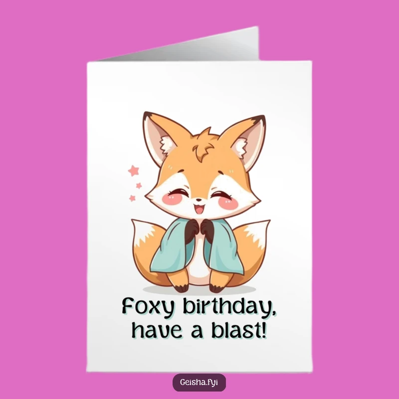 Free Printable Birthday: Fox Fumbling Silk Sleeves - Funny Downloadable Card