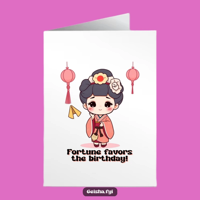 Free Printable Funny Geisha Birthday Card: Fortune Cookie Toss Humor, Downloadable Gift for Home Printing