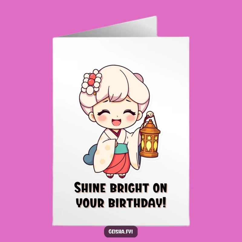 Free Printable Funny Geisha Lantern Birthday Card - Downloadable DIY Glow