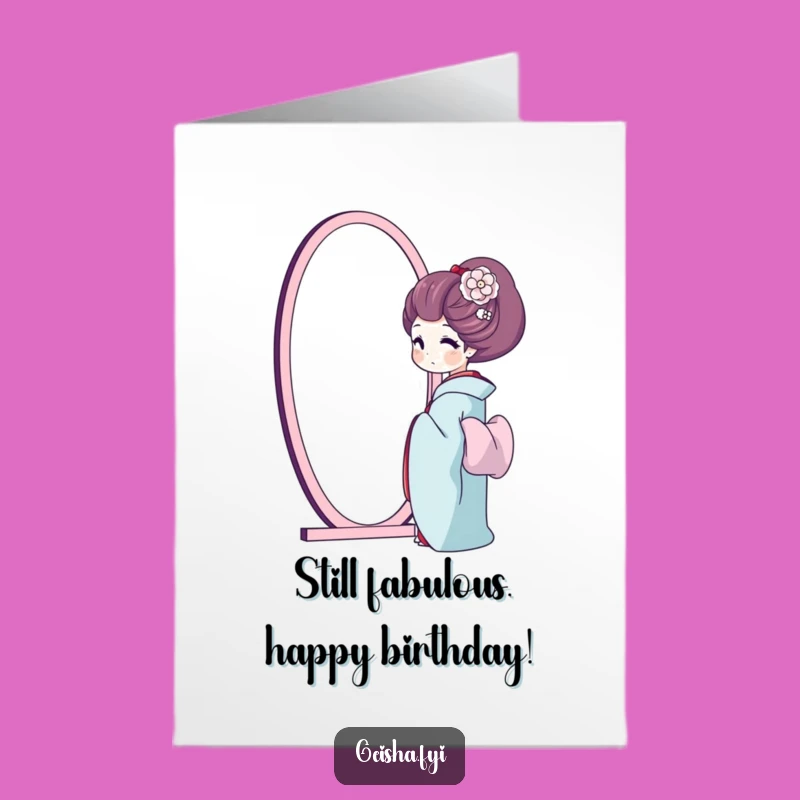 Happy Geisha Reflection Happy Birthday Card - Free Printable Downloadable