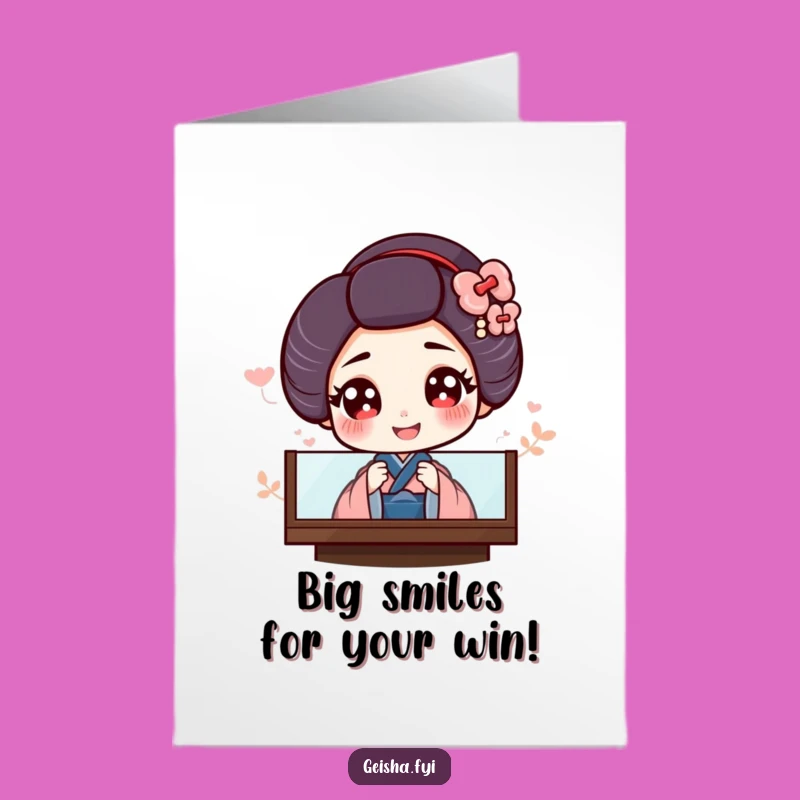 Free Printable Congrats Card: Giggling Geisha Peeks, Funny Downloadable Celebration!
