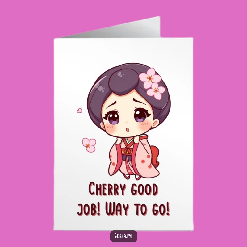 Free Printable Geisha Blossom Congrats Card - Humorous Downloadable Art Gift