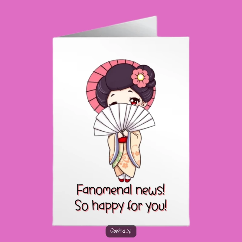 Free Printable Geisha Fan Congrats Card - Funny Downloadable Art Gift