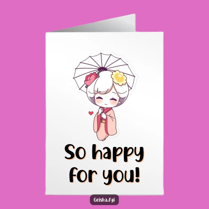 Free Printable Congrats Card: Blushing Geisha Laugh, Joyful Downloadable Gift!