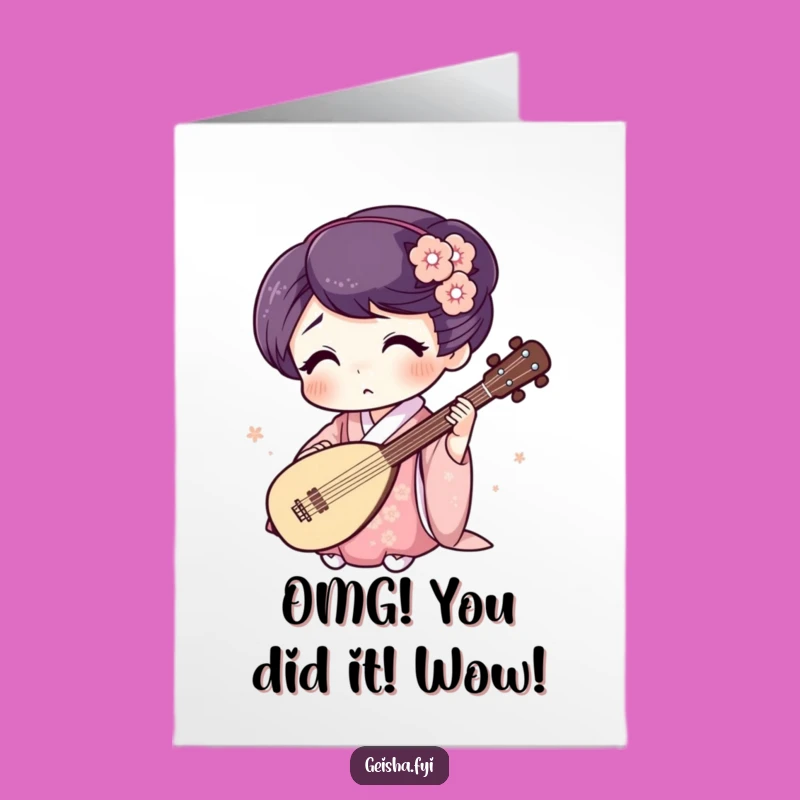 Free Printable Congrats Card: Geisha Shamisen Humorous Downloadable Gift