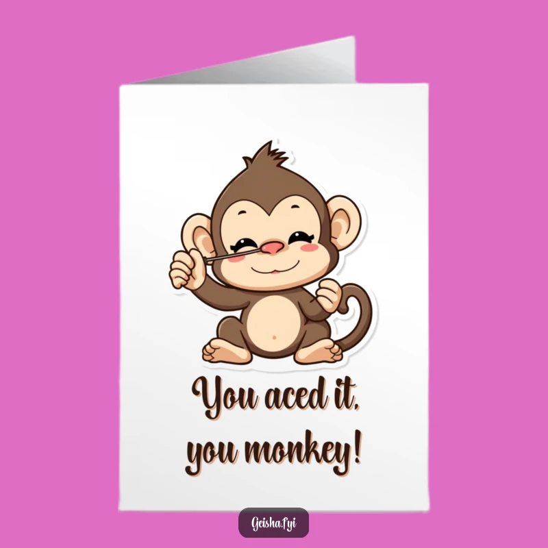 Free Printable Congrats: Cheeky Monkey Fan Balance - Funny Downloadable Card