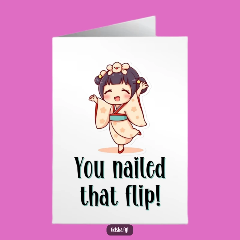 Free Printable Congratulations Geisha Doll Cartwheel Card - Energetic Downloadable Gift
