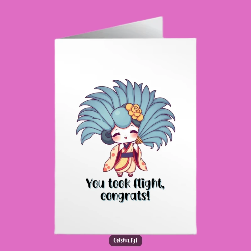 Free Printable Congratulations Geisha Fan Feather Card - Joyful Downloadable Celebration