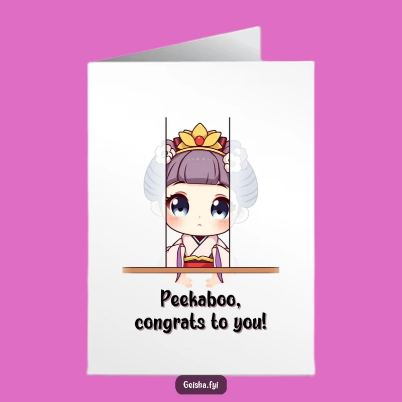 Peeking Geisha Free Printable Congrats Card - Funny Downloadable Celebration