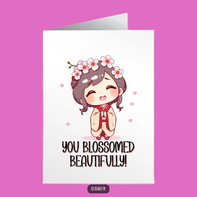 Free Printable Congratulations Card: Geisha Blossom Laugh! Funny DIY Gift