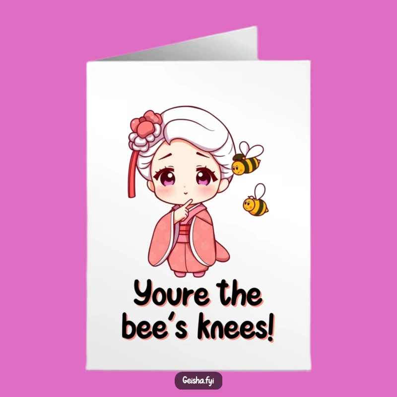 Amusing Geisha & Bee Free Printable Congrats Card - Unique DIY Downloadable Gift