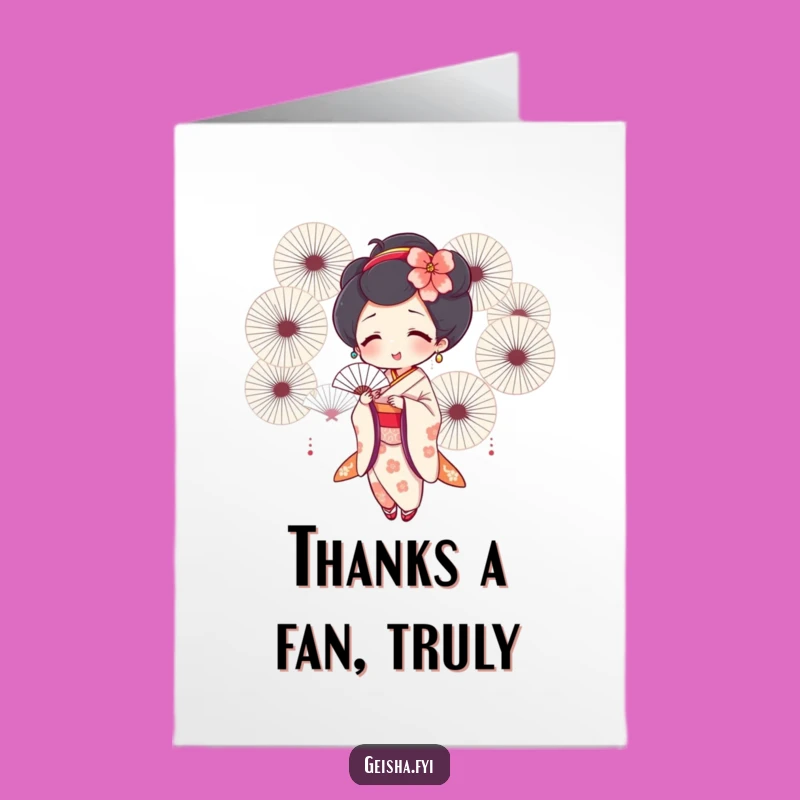 Free Printable Geisha Fans Thank You Card - Joyful Fanning - Downloadable Fun
