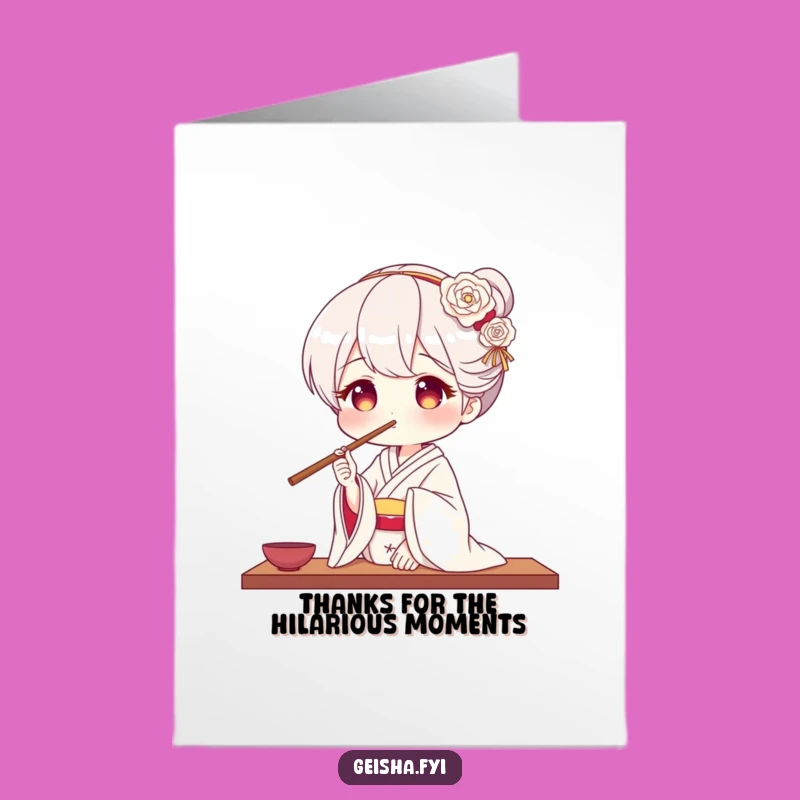 Free Printable Geisha Thank You Card - Chopstick Balancing Act - Downloadable Fun