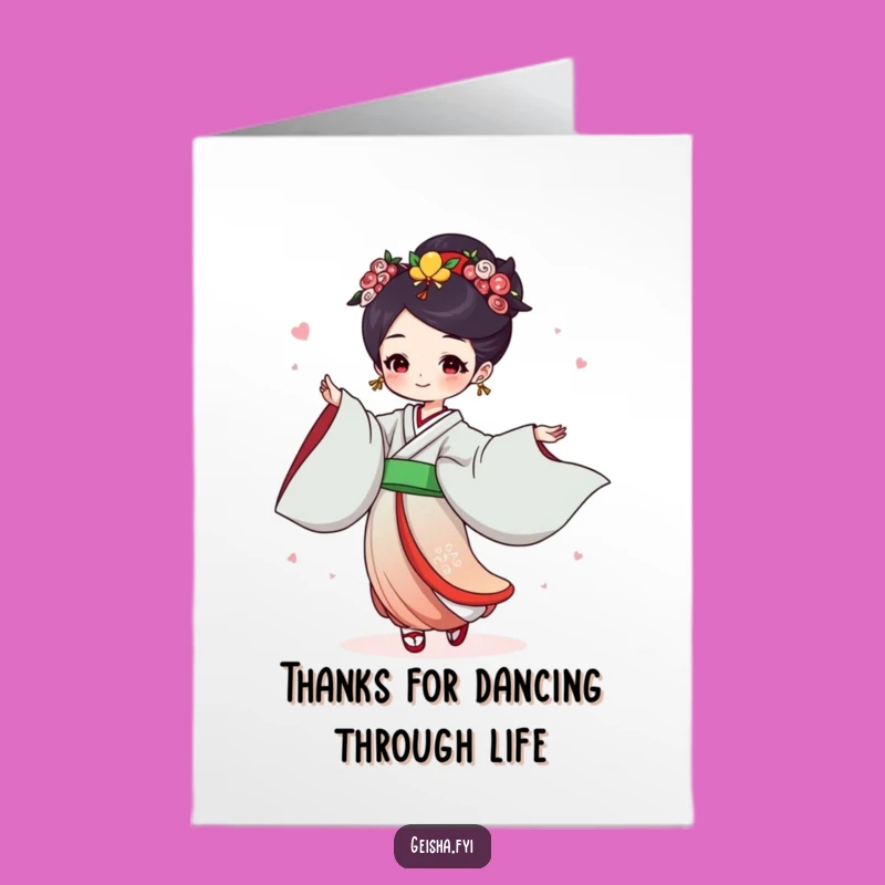 Free Printable Thank You Card: Geisha Dance Funny Downloadable Gift
