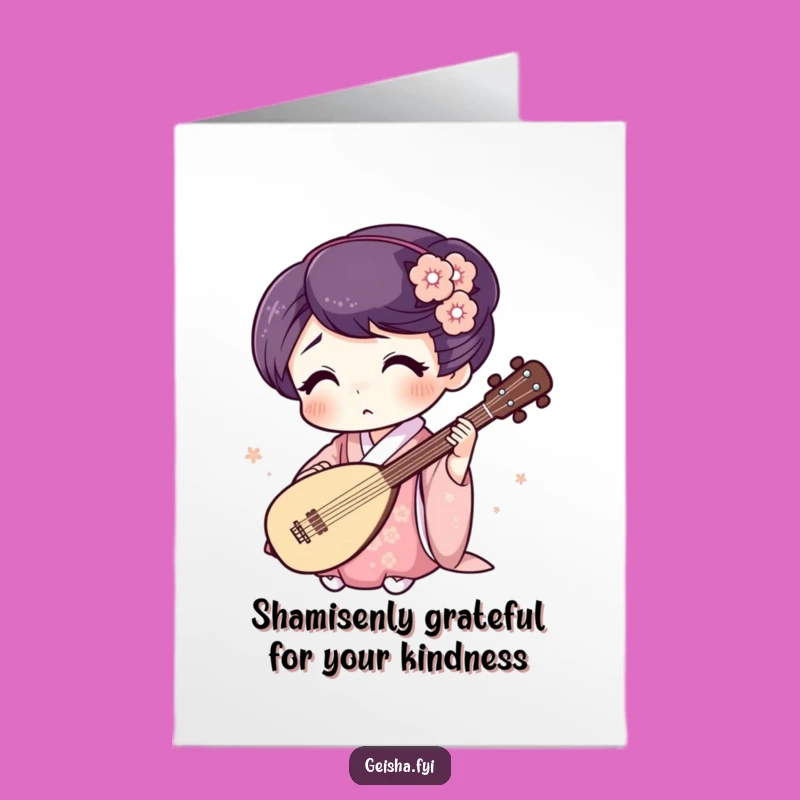 Free Printable Thank You Card: Geisha Shamisen Funny Downloadable Gift
