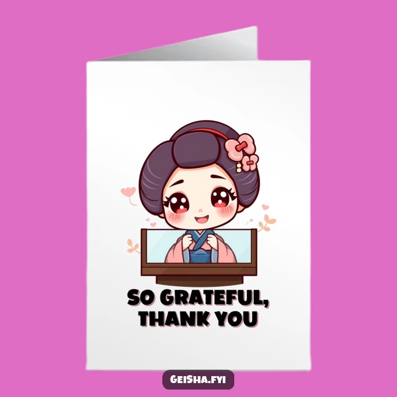 Free Printable Thank You Card: Giggling Geisha Peeks, Funny Gratitude Gift!