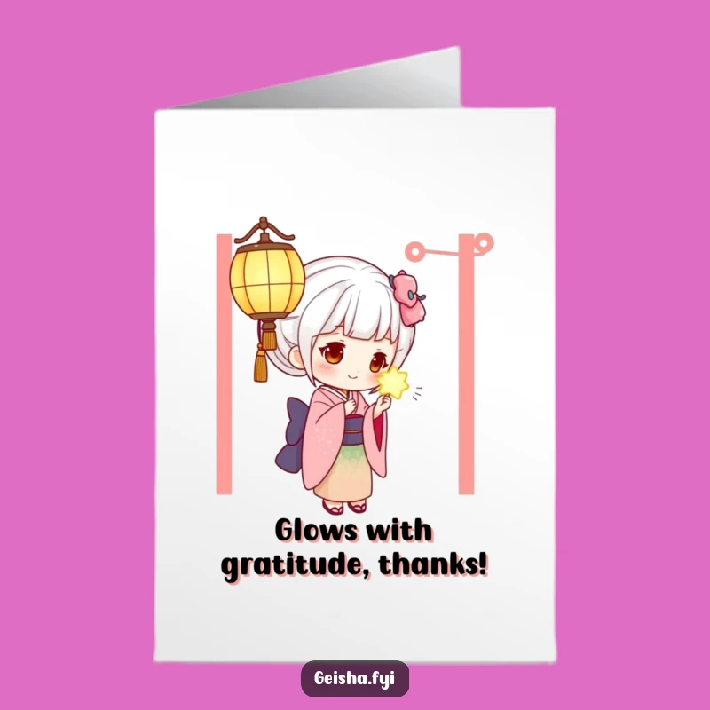 Amusing Free Printable Geisha Thank You Card: Lantern Downloadable Gift