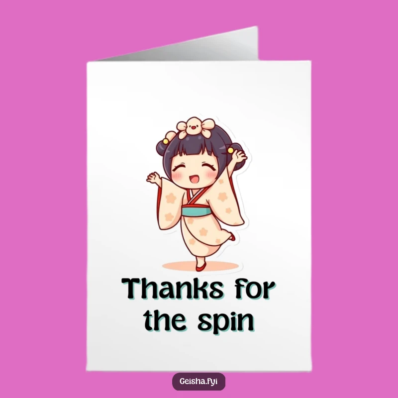 Humorous Thank You Geisha Doll Cartwheel Free Printable Card - Grateful Gift