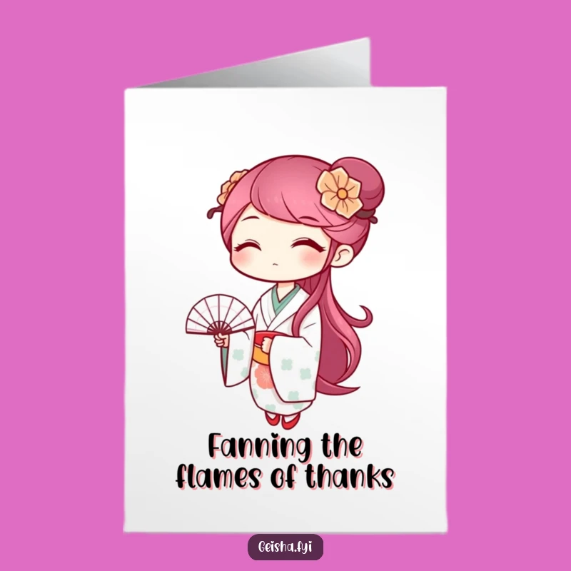 Sassy Free Printable Geisha Thank You Card: Winking Fan Downloadable