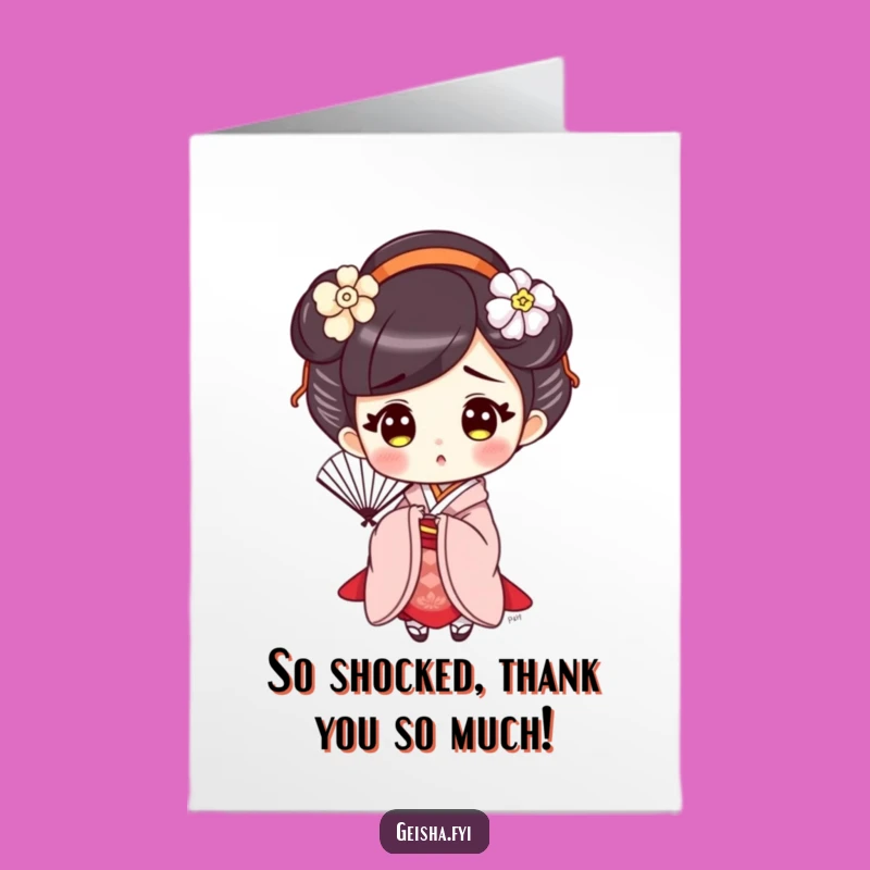 Free Printable Thank You Card: Surprised Geisha Fan Thanks!