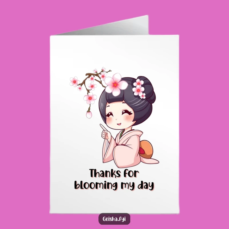 Free Printable Geisha Cherry Blossom Thank You Card - Grateful Download