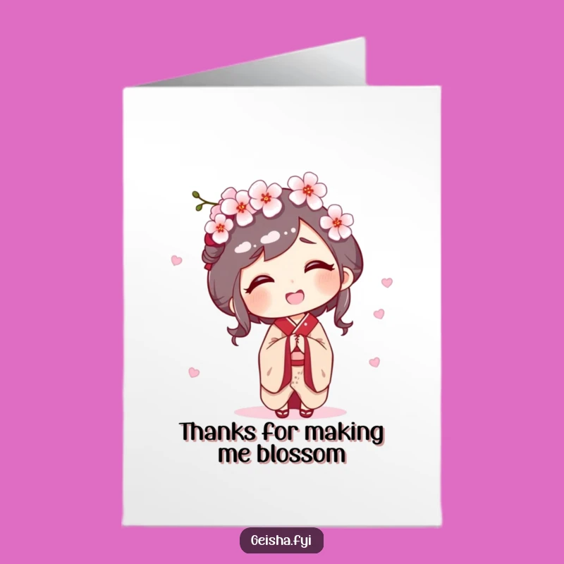 Free Printable Thank You Card: Geisha Blossom Giggle! Funny DIY Gift