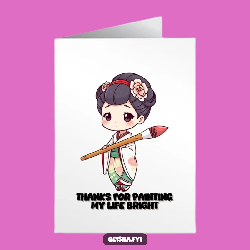 Artistic Thanks Free Printable Geisha Card - Humorous Downloadable Gift