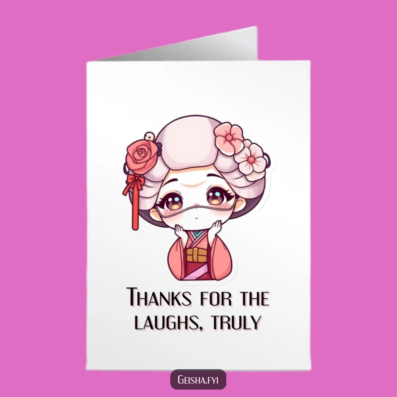 Free Printable Geisha Mask Thank You Card - Funny Face - Downloadable Fun
