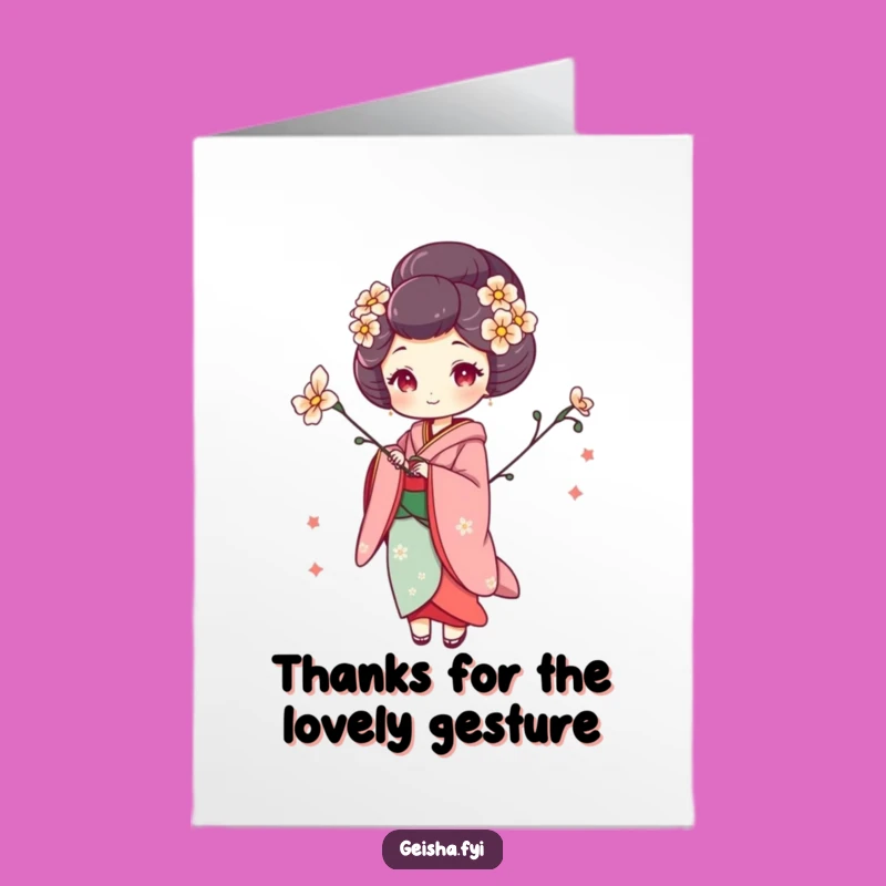 Free Printable Whimsical Geisha Thank You Card - Funny Downloadable Gift