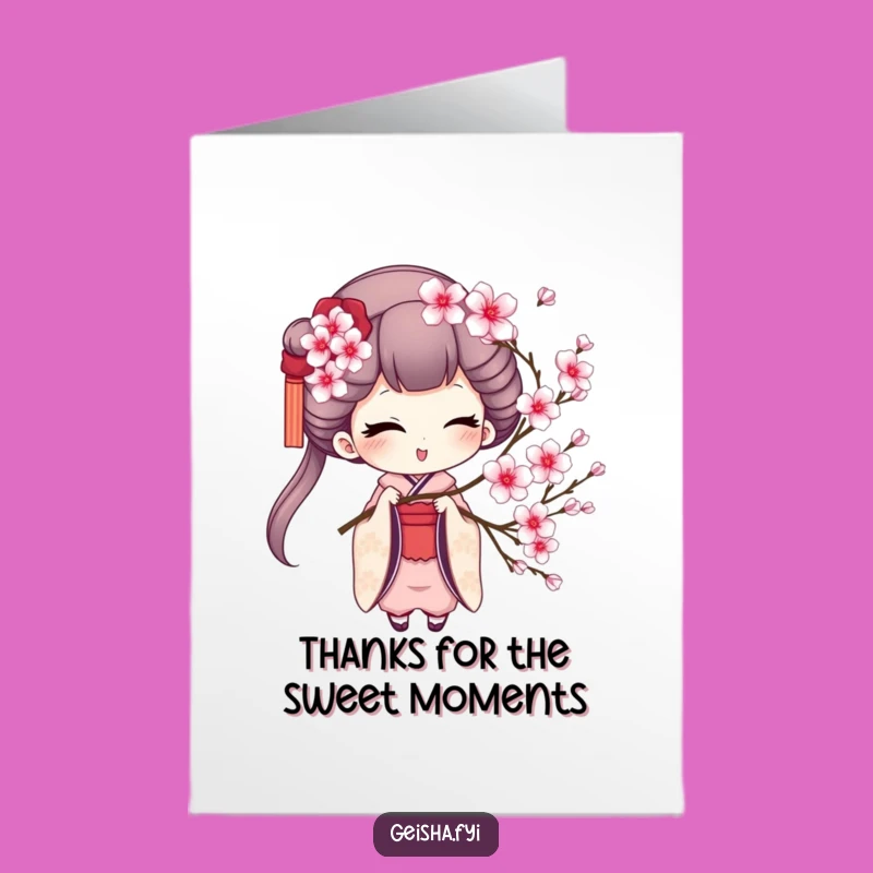 Free Printable Geisha Wink Thank You Card - Blossom Charm - Downloadable Fun