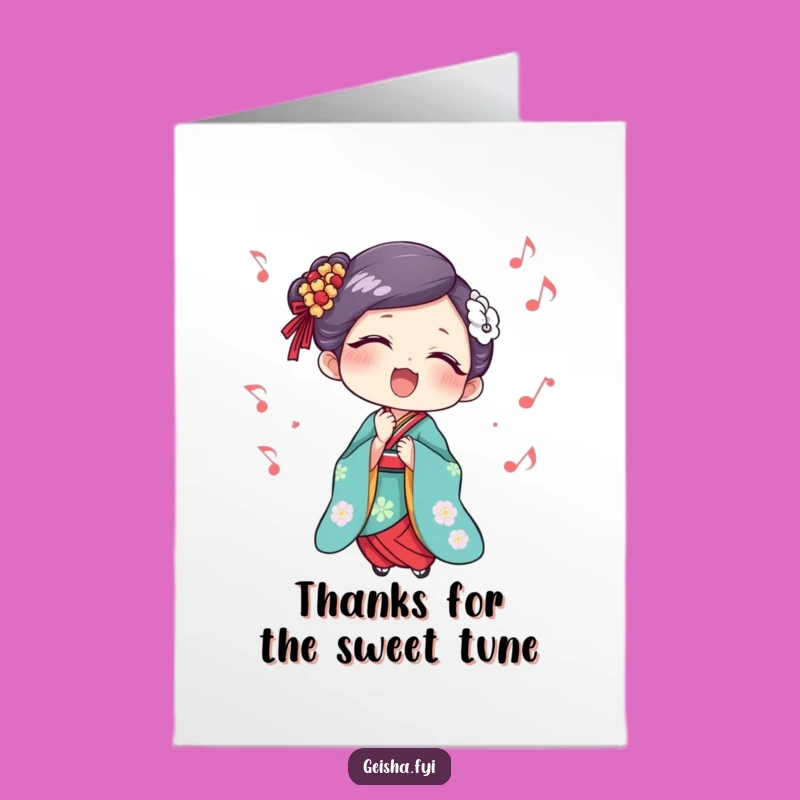 Sweet Free Printable Geisha Thank You Card: Singing Appreciation
