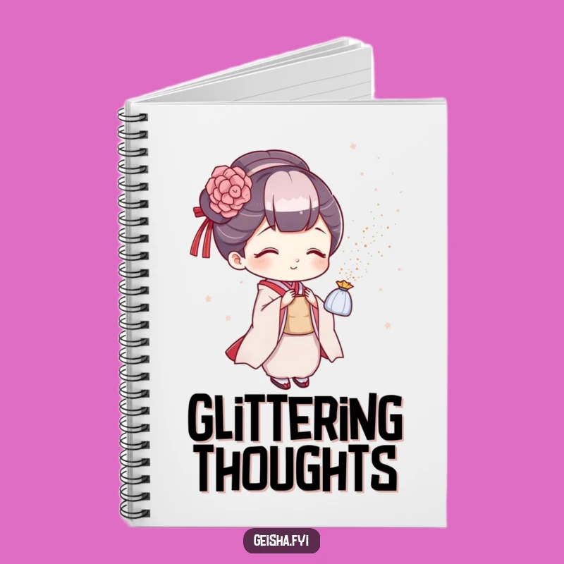 Sparkling Funny Geisha Glitter Notebook - Playful Journal, Shimmery Cover, Useful Funny Gift
